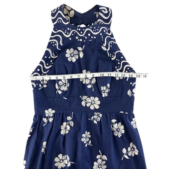 Malia Honolulu Vintage Maxi Dress Floral Open Back Sleeveless 10 1960s-70s Blue - Picture 3 of 11